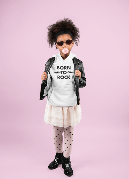 KIDSBEE Krásná dětská dívčí mikina s kapucí Born to Rock