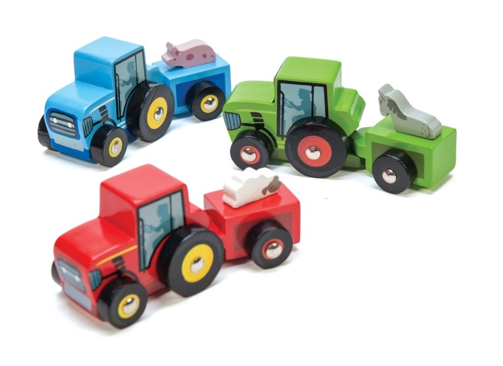 Le Toy Van barevný traktor 1 ks modrá