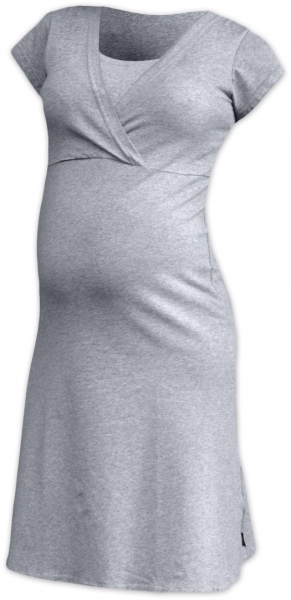 JOŽÁNEK Těhotenská, kojící noční košile EVA, krátký rukáv - šedý