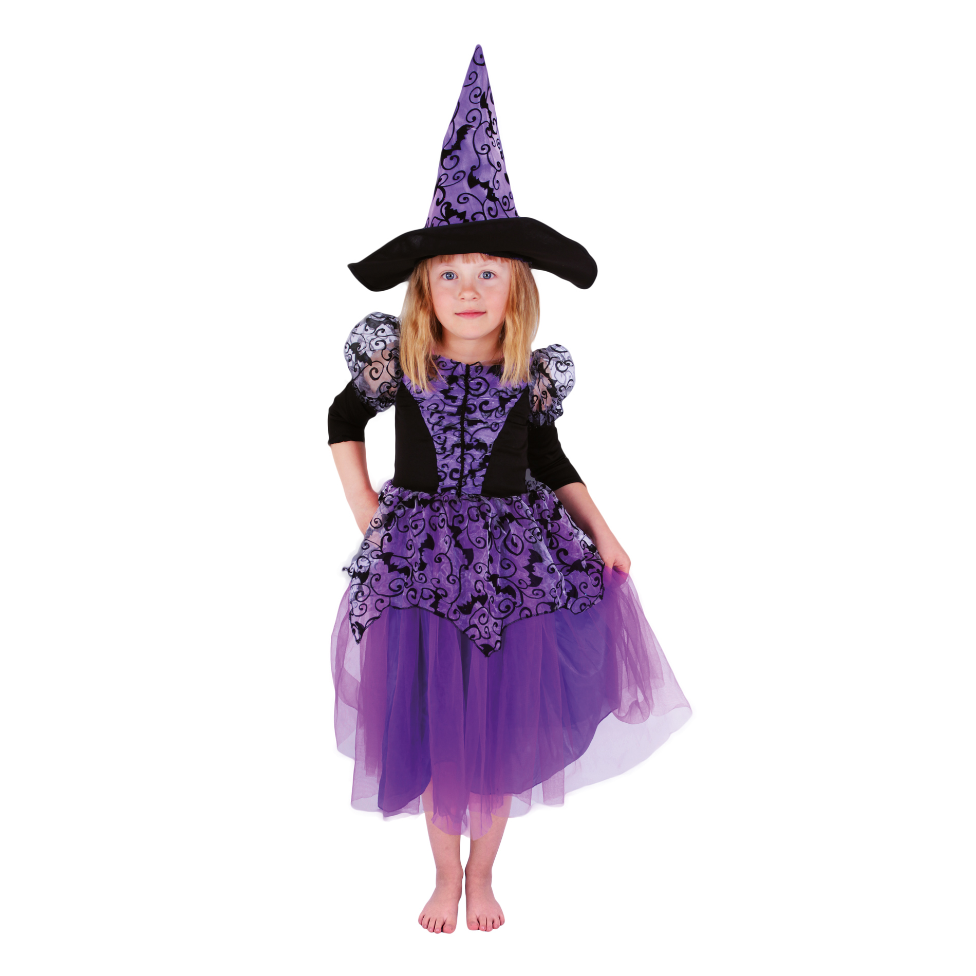 Dětský kostým čarodějnice fialová čarodějnice/Halloween (M)