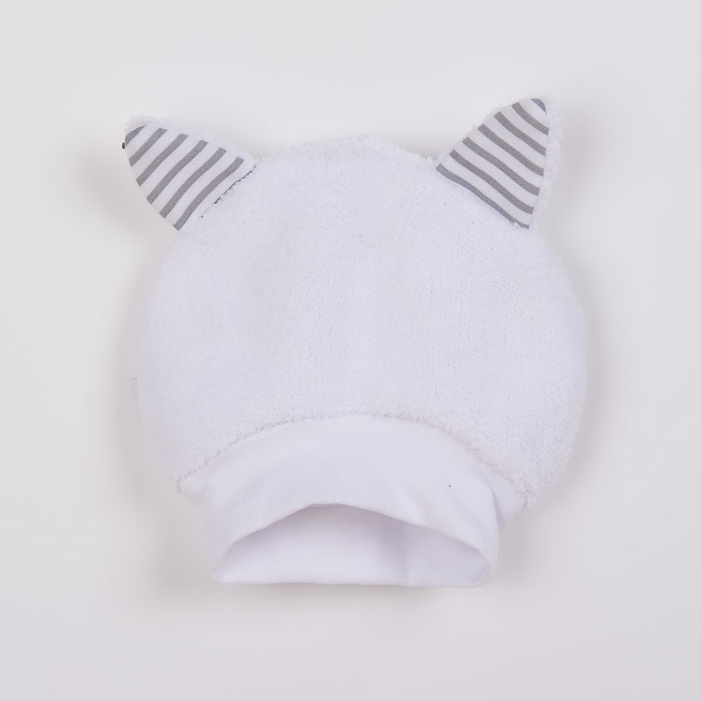Luxusní dětská zimní čepička s oušky New Baby Snowy collection - bílá/62 (3-6m)