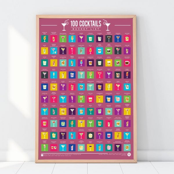 Stírací plakát 100 nejlepších koktejlů - Bucket list