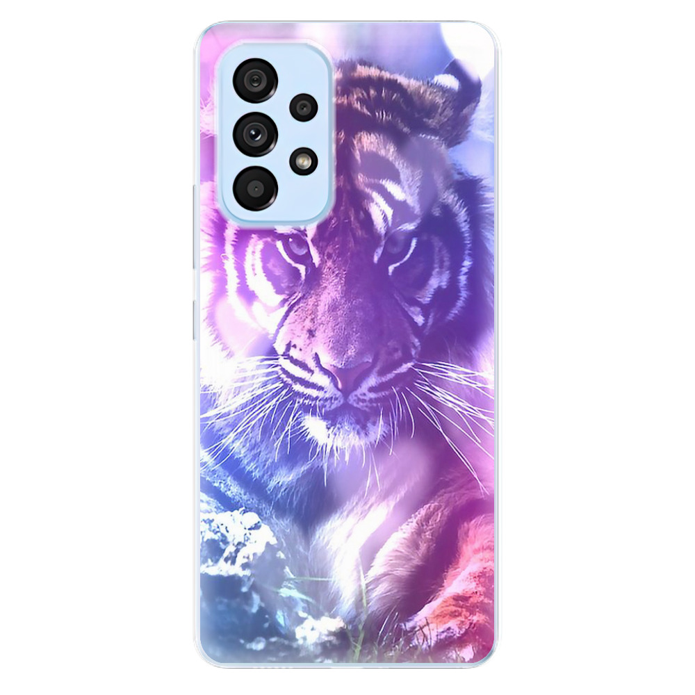 Odolné silikonové pouzdro iSaprio - Purple Tiger - Samsung Galaxy A73 5G