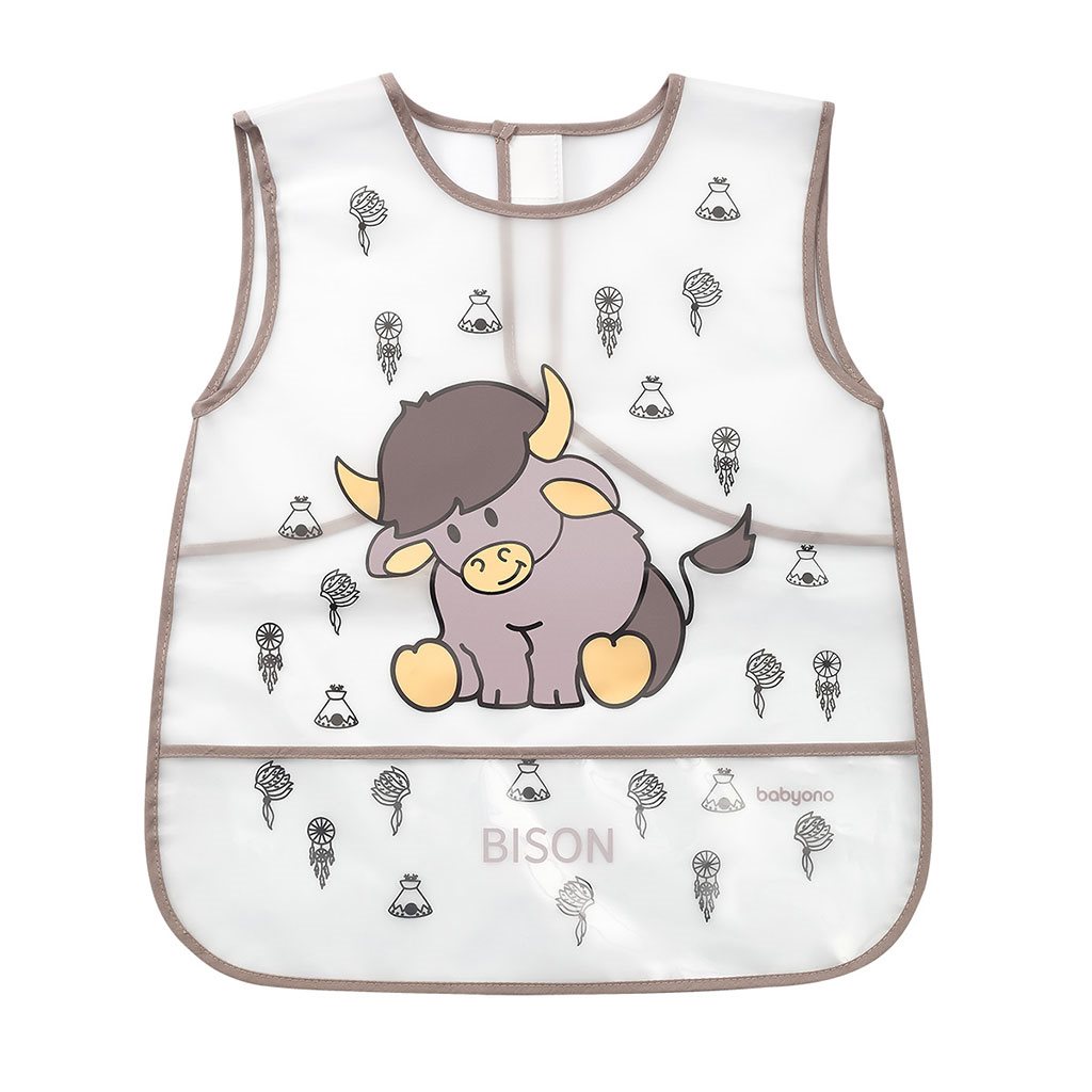 Omyvatelný bryndák - zástěra 38x45 cm Baby Ono - bizon - hnědá