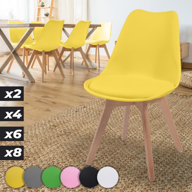 MIADOMODO Sada jídelních židlí, žlutá, 6 kusů
