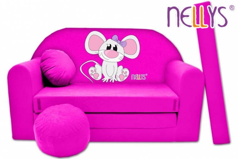 Rozkládací dětská pohovka Nellys ® Myška v růžovém