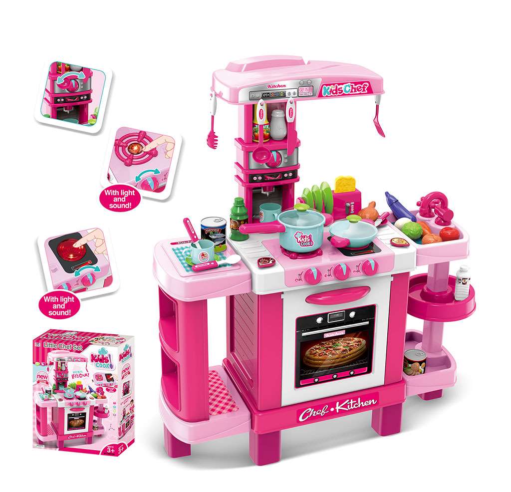 Dětská kuchyňka Baby Mix - malý šéfkuchař + příslušenství - růžová