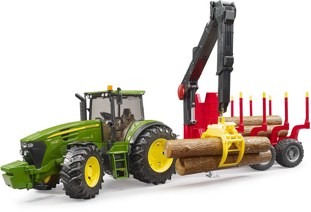 BRUDER 03054 (3054) Set traktor John Deere 7930 + přepravník na dřevo s kládami