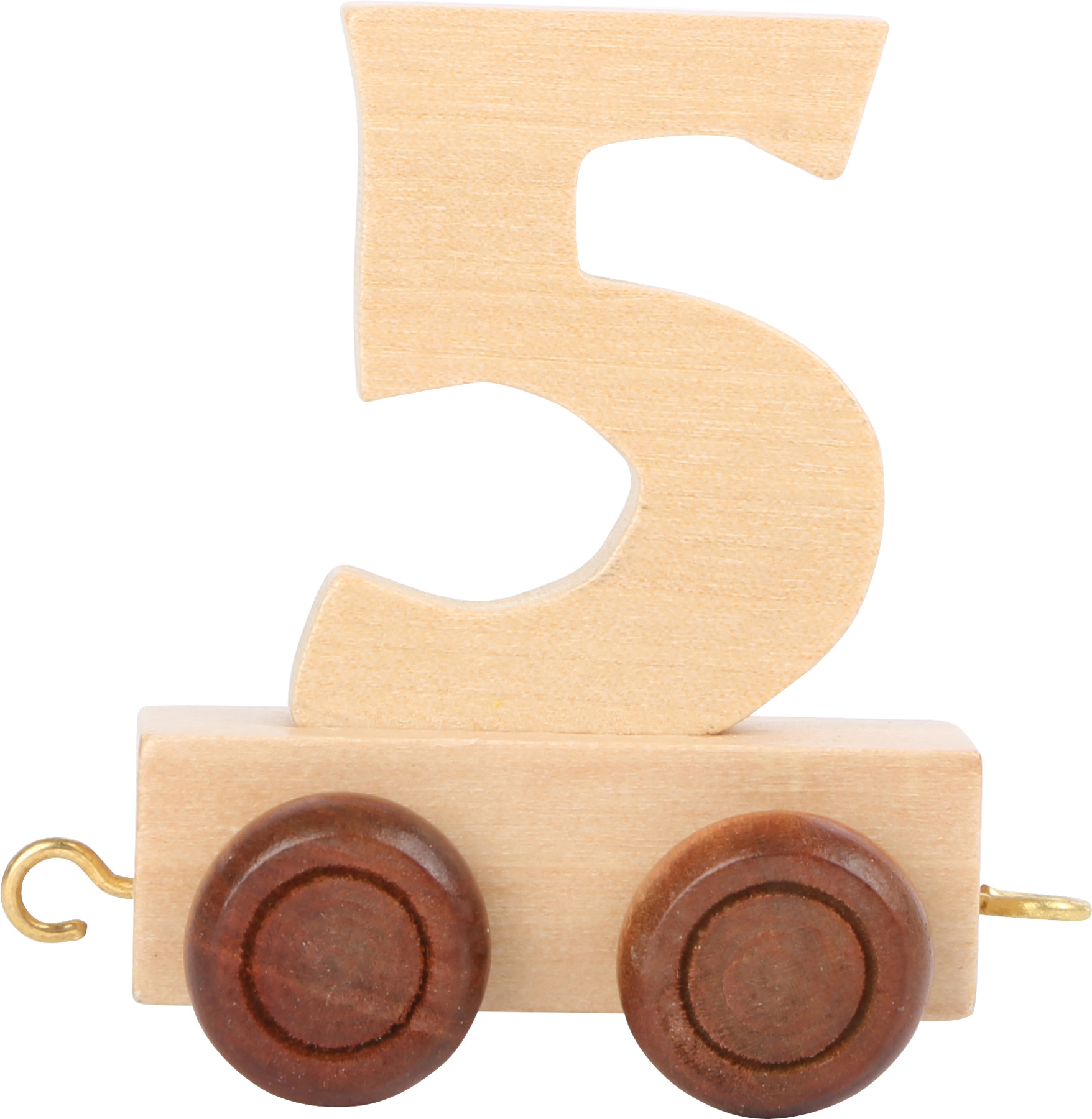 Vagónek dřevěné vláčkodráhy - přírodní číslice - číslo 5