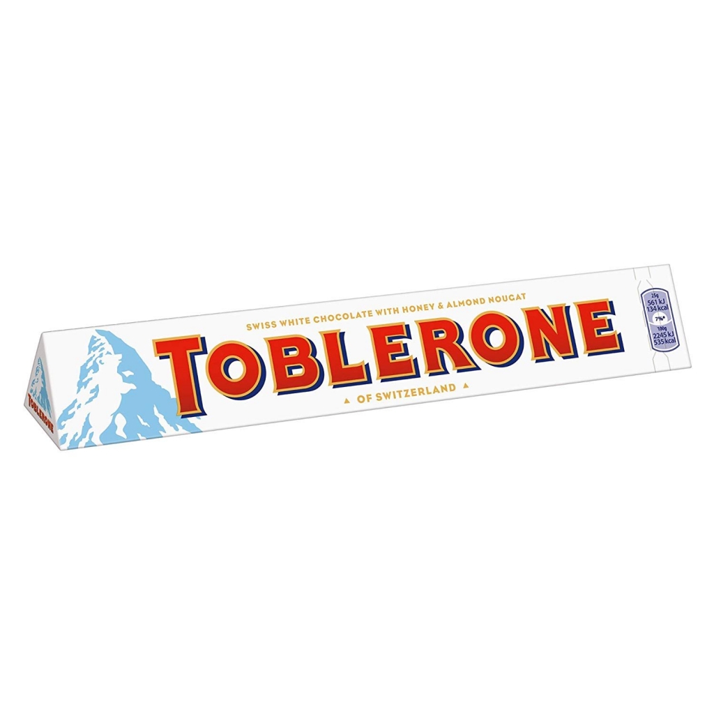 Toblerone bílá čokoláda s medovo-mandlovým nugátem 100 g