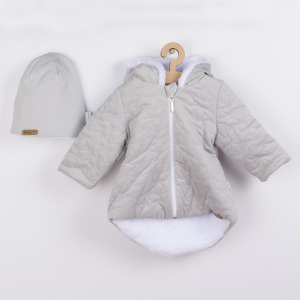 Zimní kojenecký kabátek s čepičkou Nicol Kids Winter šedý - šedá/56 (0-3m)