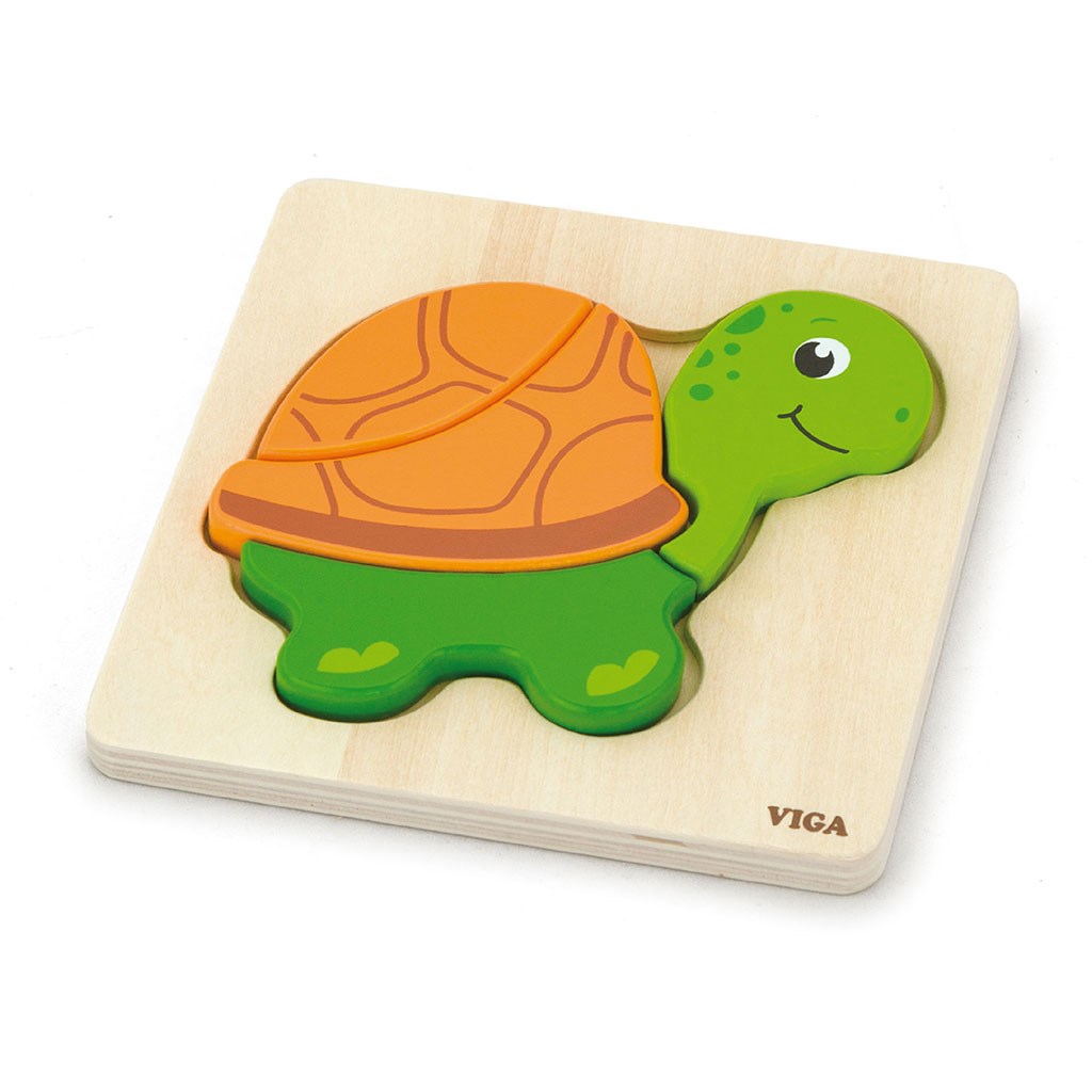Dřevěné puzzle pro nejmenší Viga - Želva - multicolor
