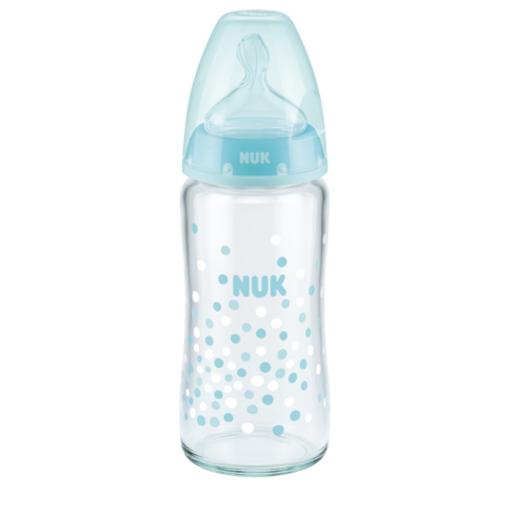 Skleněná kojenecká láhev NUK First Choice 240 ml - žlutá - tyrkysová
