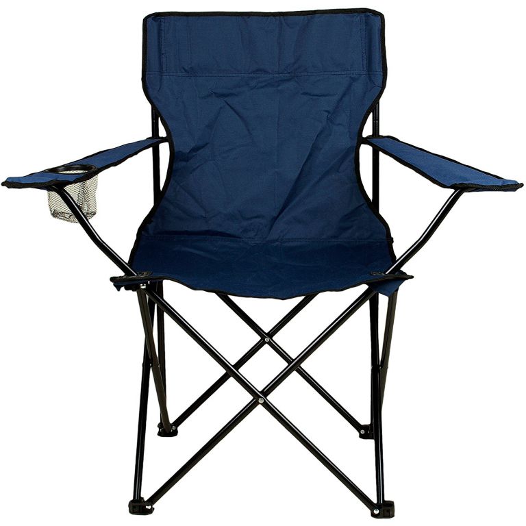 Skládací židle s držákem nápojů - modrá