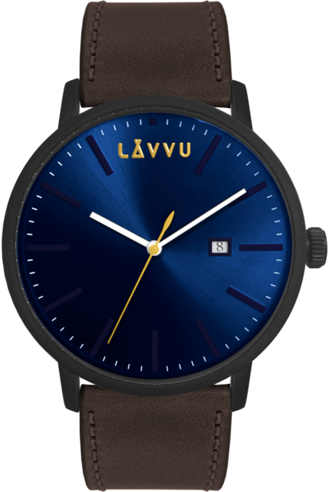 Hnědo-modré pánské hodinky LAVVU COPENHAGEN DARK BROWN
