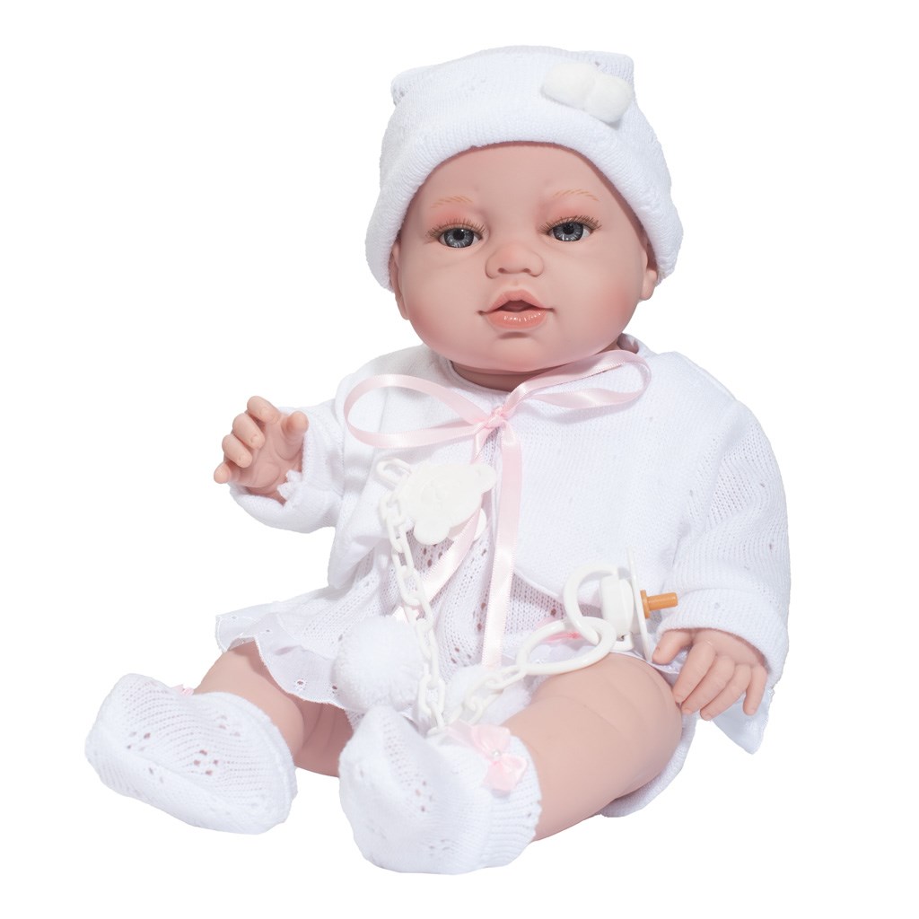 Luxusní dětská panenka-miminko Berbesa - Terezka 43cm - bílá