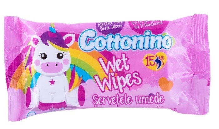 Cottonino Wet Wipes, růžový jednorožec, 15ks