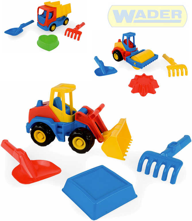 WADER Baby auto stavební set s formičkou a 2 nástroji na písek různé druhy