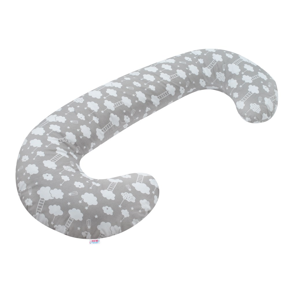 Univerzální kojící polštář ve tvaru C New Baby - Mráček šedý - šedá