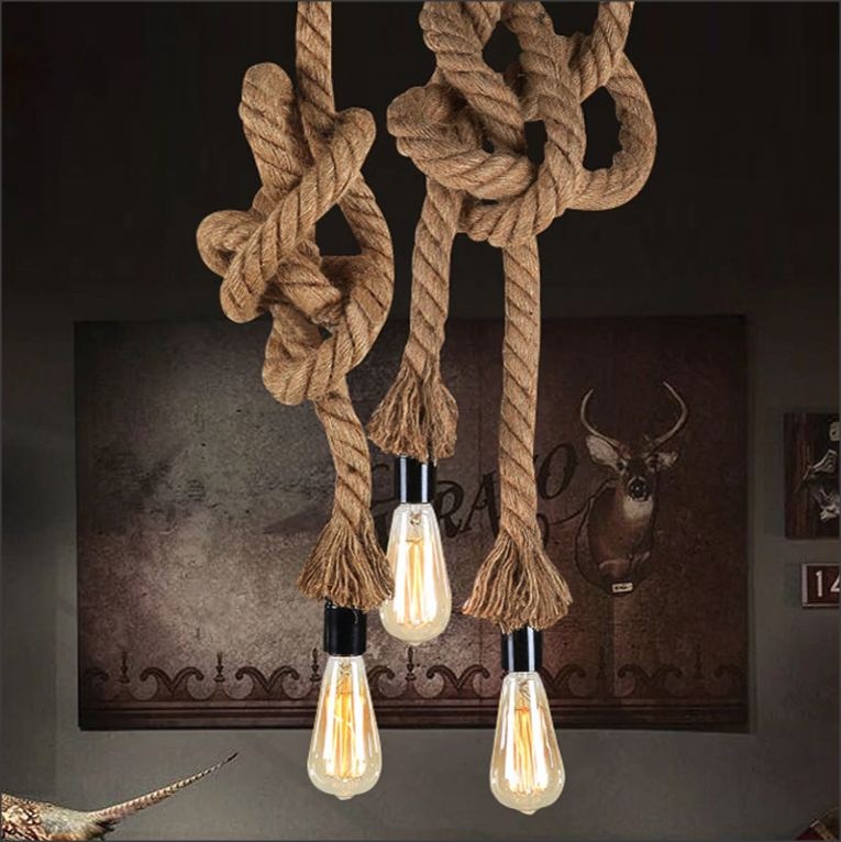Závěsná designová lampa z provazu
