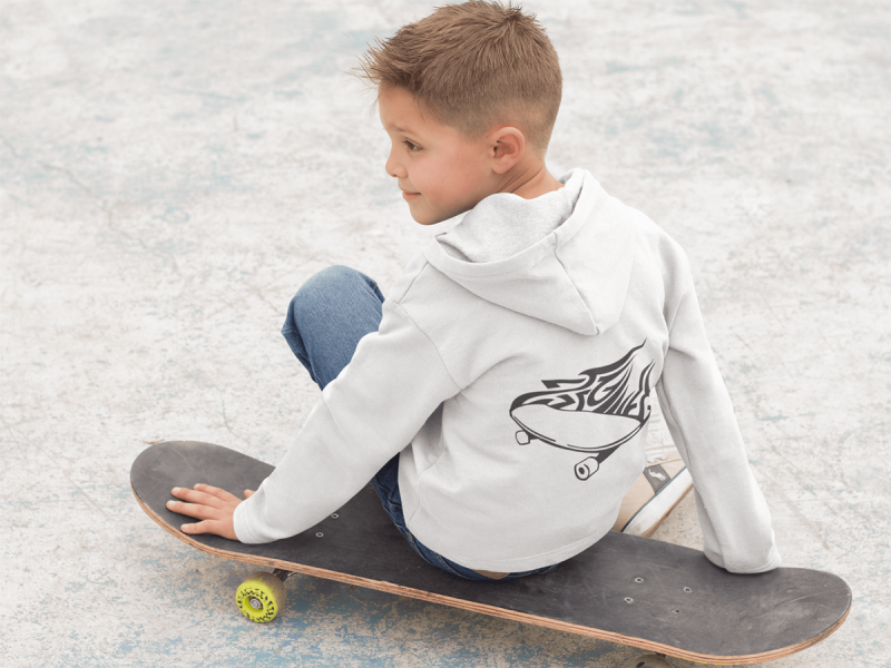 KIDSBEE Stylová dětská klučičí mikina s kapucí Skateboard - sv.