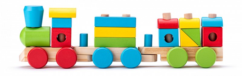 Woody hračky pro nejmenší - Dřevěný skládací nákladní vlak - dva vagony