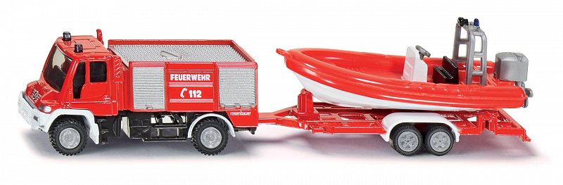 SIKU Blister - požární vozidlo Unimog s člunem