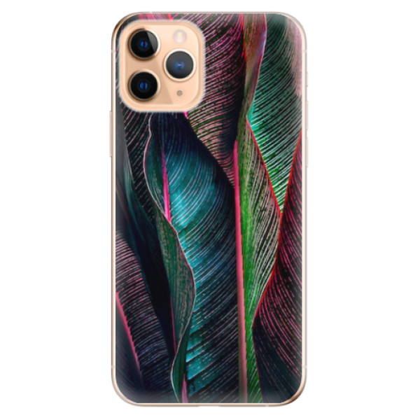 Odolné silikonové pouzdro iSaprio - Black Leaves - iPhone 11 Pro