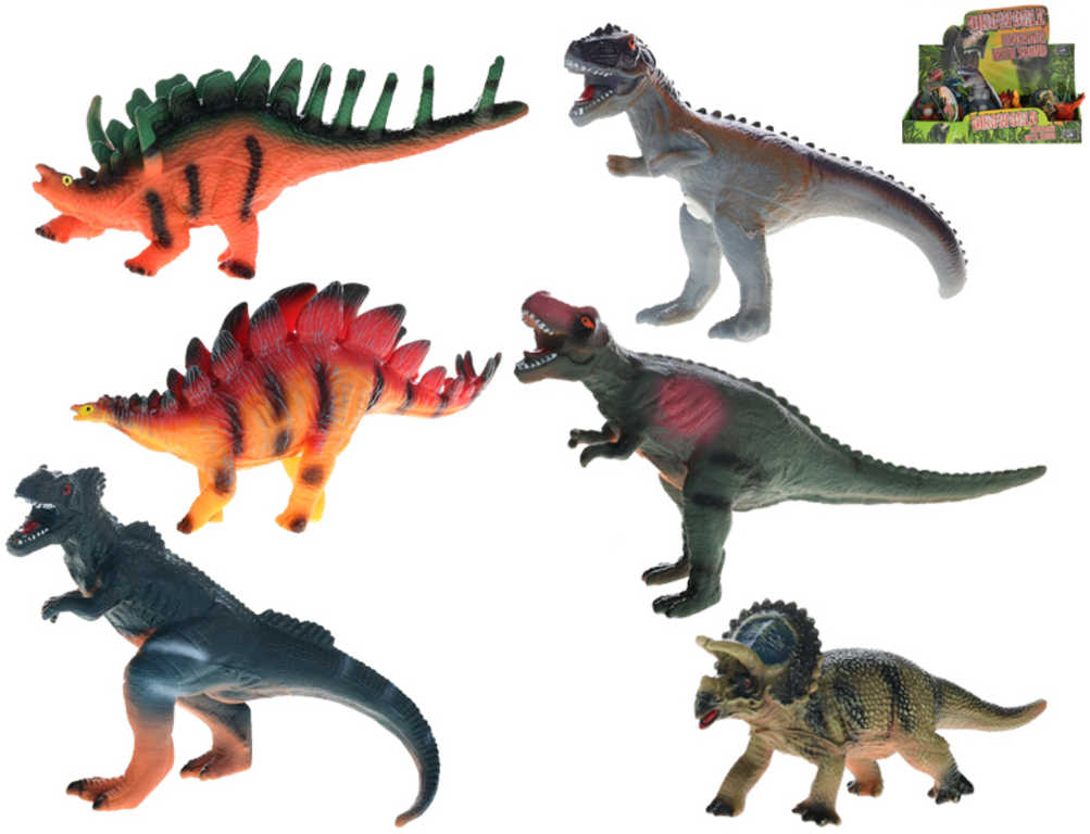 Dinosaurus 23-25cm pravěký ještěr na baterie Zvuk 6 druhů plast