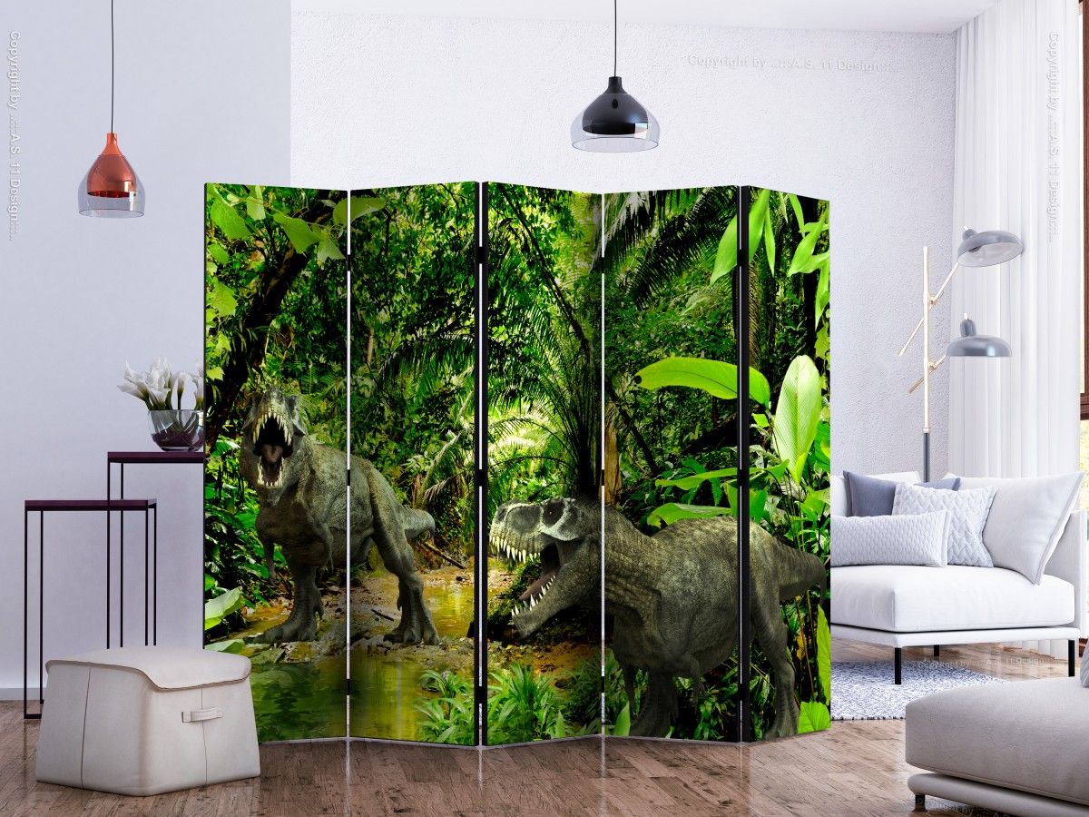 Paraván dinosauři v džungli - 225x172 cm