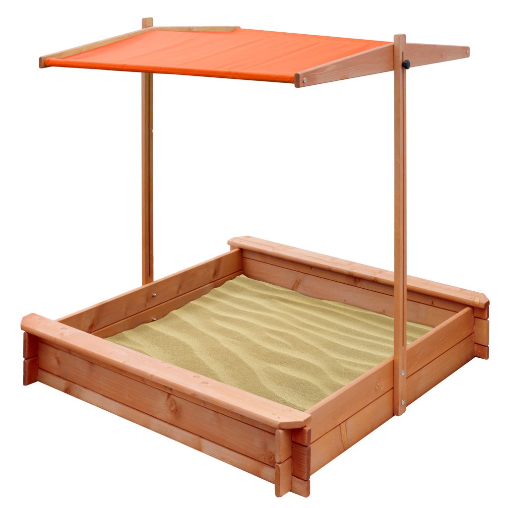 Dětské dřevěné pískoviště se stříškou NEW BABY 120x120 cm - oranžová