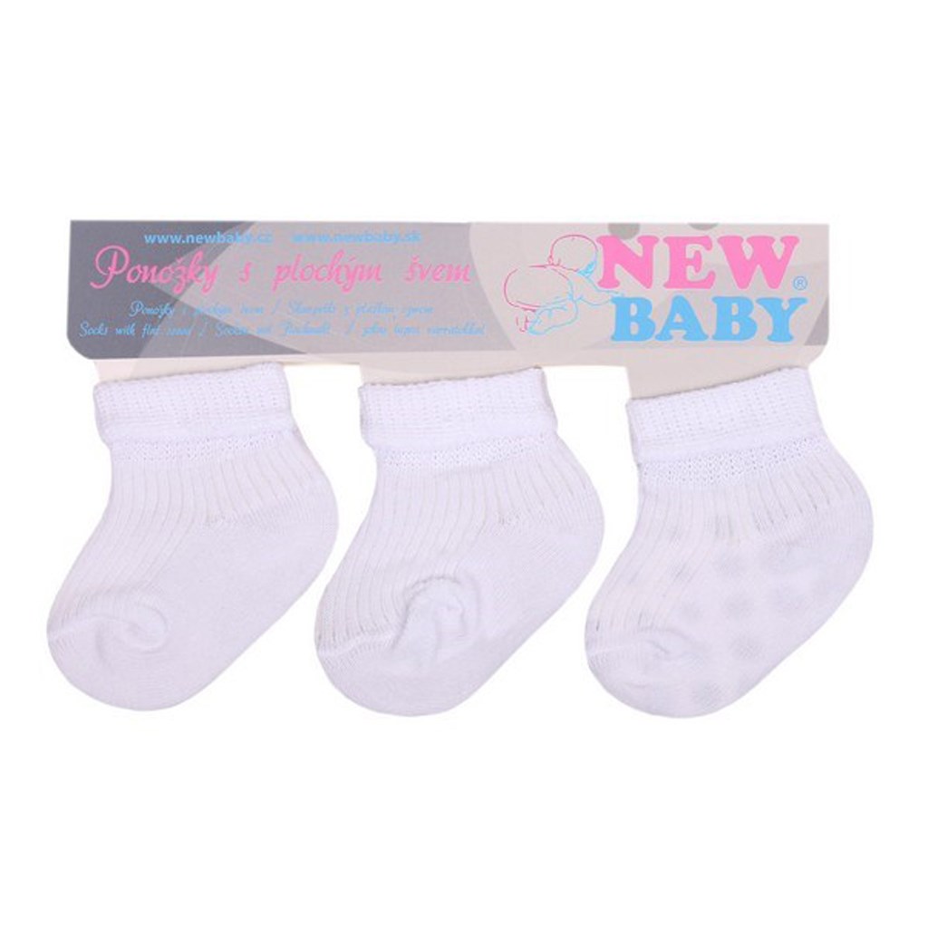 Kojenecké pruhované ponožky New Baby - 3ks - bílá/62 (3-6m)