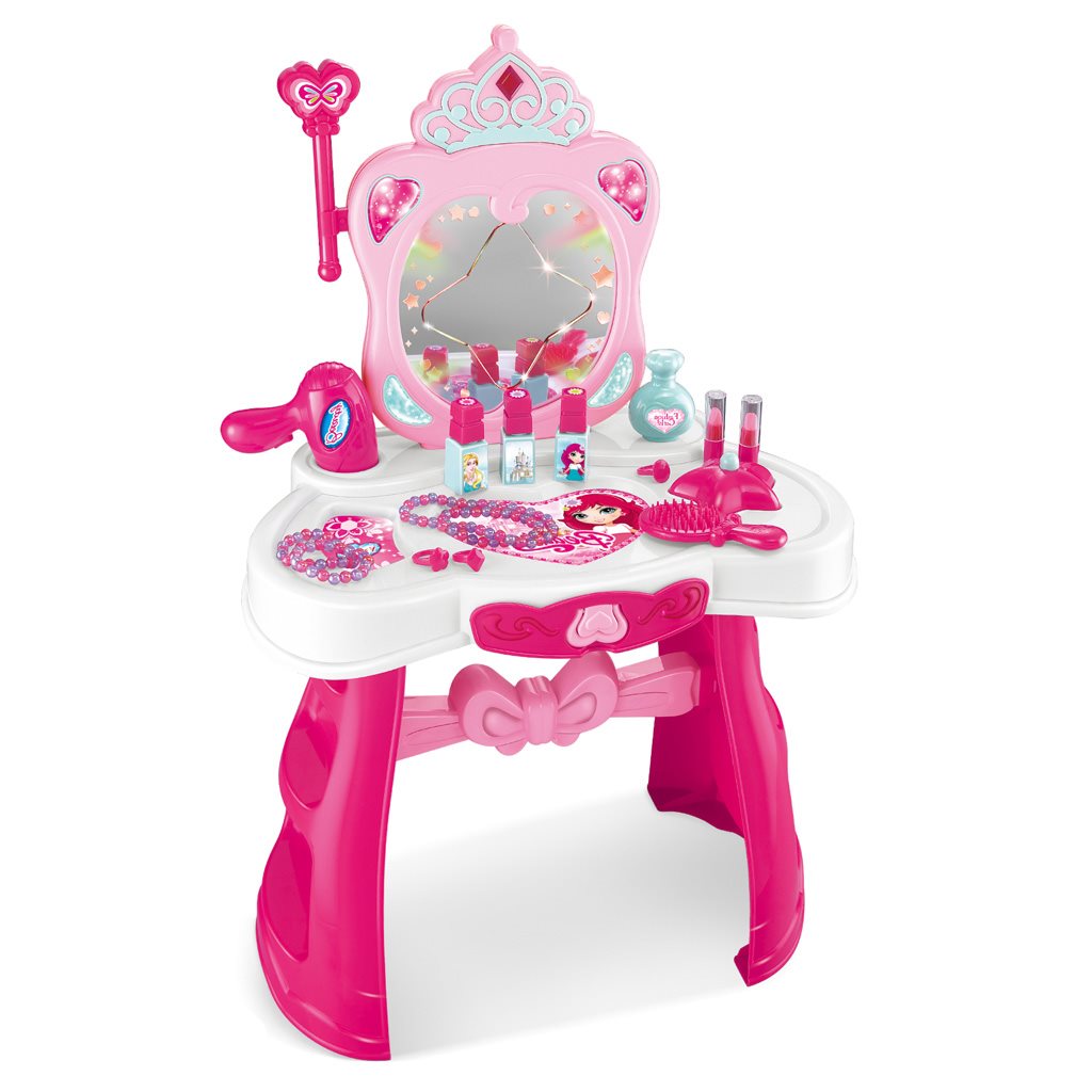 Dětský toaletní stolek v kufříku 2v1 Baby Mix - růžová - Dětský toaletní stolek s příslušenstvím Baby Mix Elsa - růžová