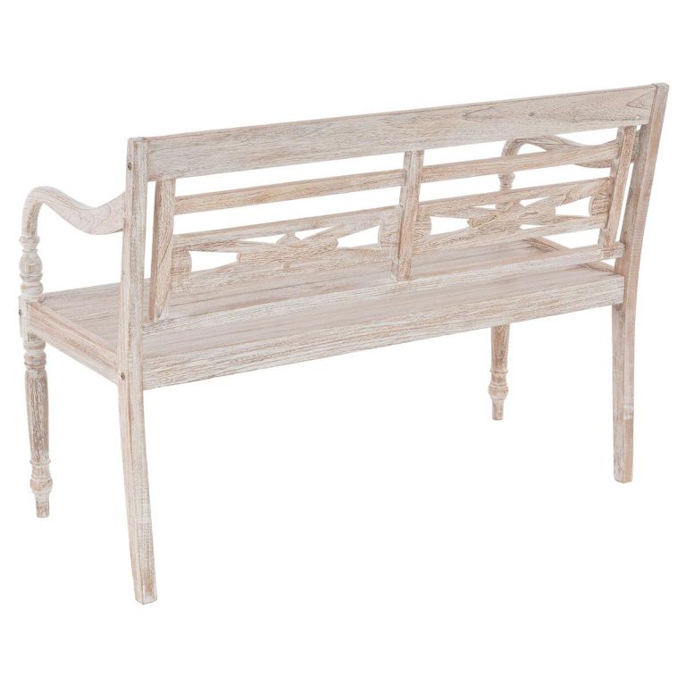 DIVERO 2-místná zahradní lavice - 119 cm, teak, bílá shabby