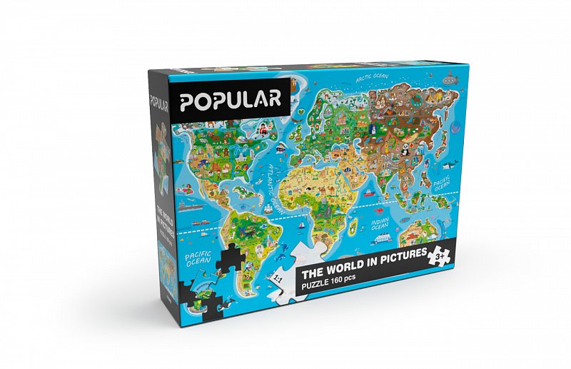 Popular - Puzzle - Mapa světa, 160 ks – AN
