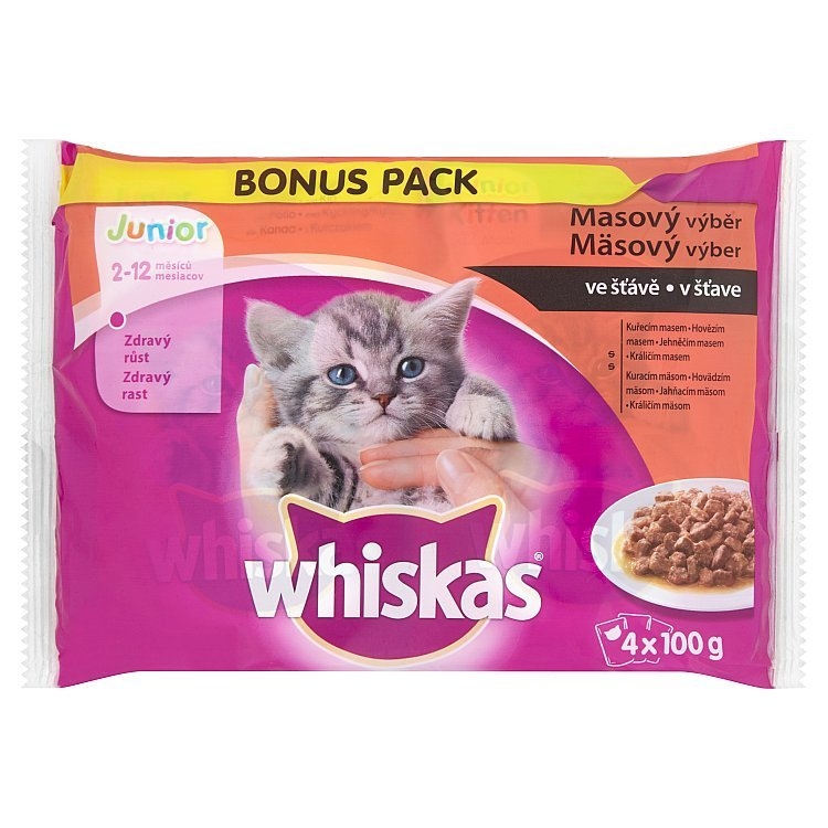 Whiskas Junior klasický výběr ve šťávě kapsička pro kočky 4x100 g