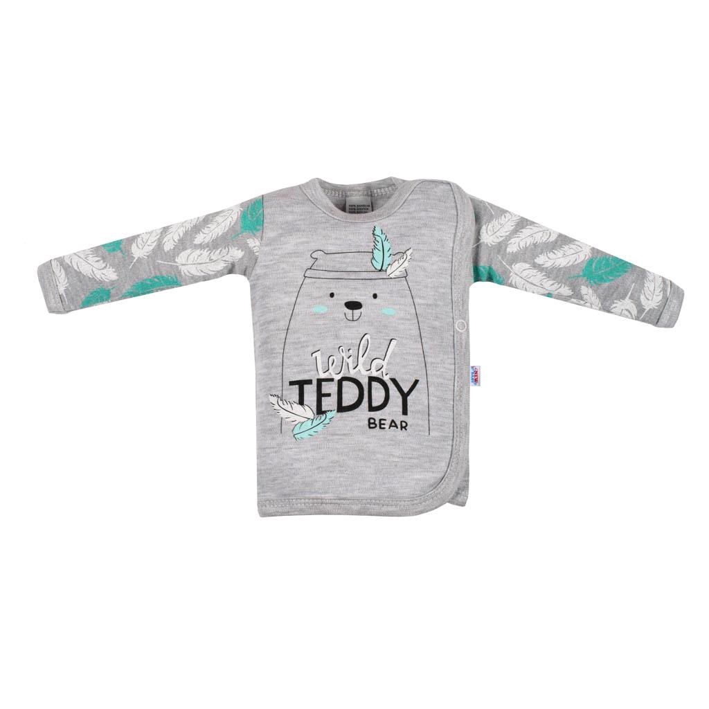 Kojenecká bavlněná košilka New Baby Wild Teddy - šedá/62 (3-6m)