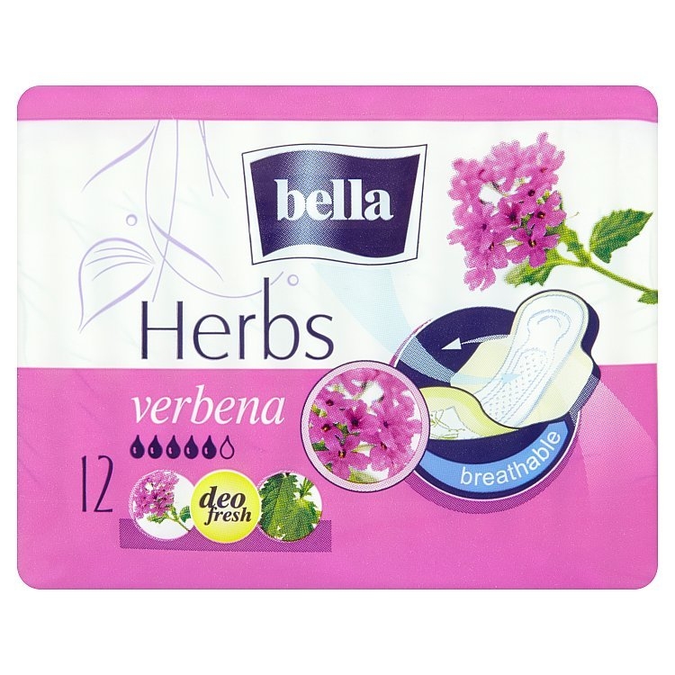 Herbs Verbena hygienické prodyšné vložky s křidélky a jemnou vůní 12 ks/bal.
