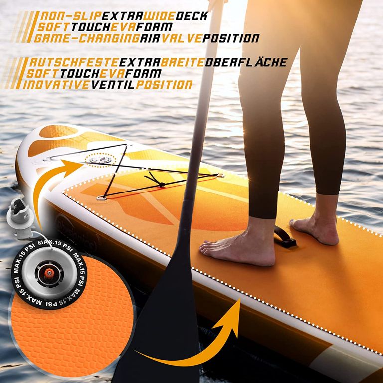 Physionics Nafukovací paddleboard, 366 x 80 x 15 cm, oranžová
