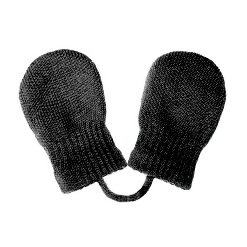 Dětské zimní rukavičky New Baby - se šňůrkou černé - černá/56 (0-3m)