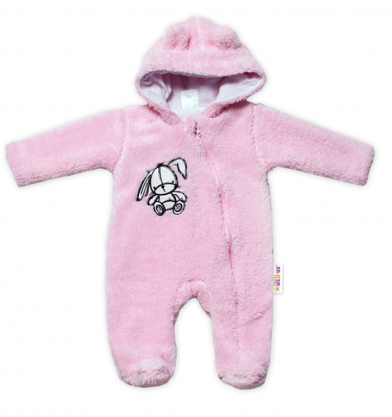 baby-nellys-chlupackovy-overalek-s-kapuci-cute-bunny-svetle-ruzovy-56-1-2m