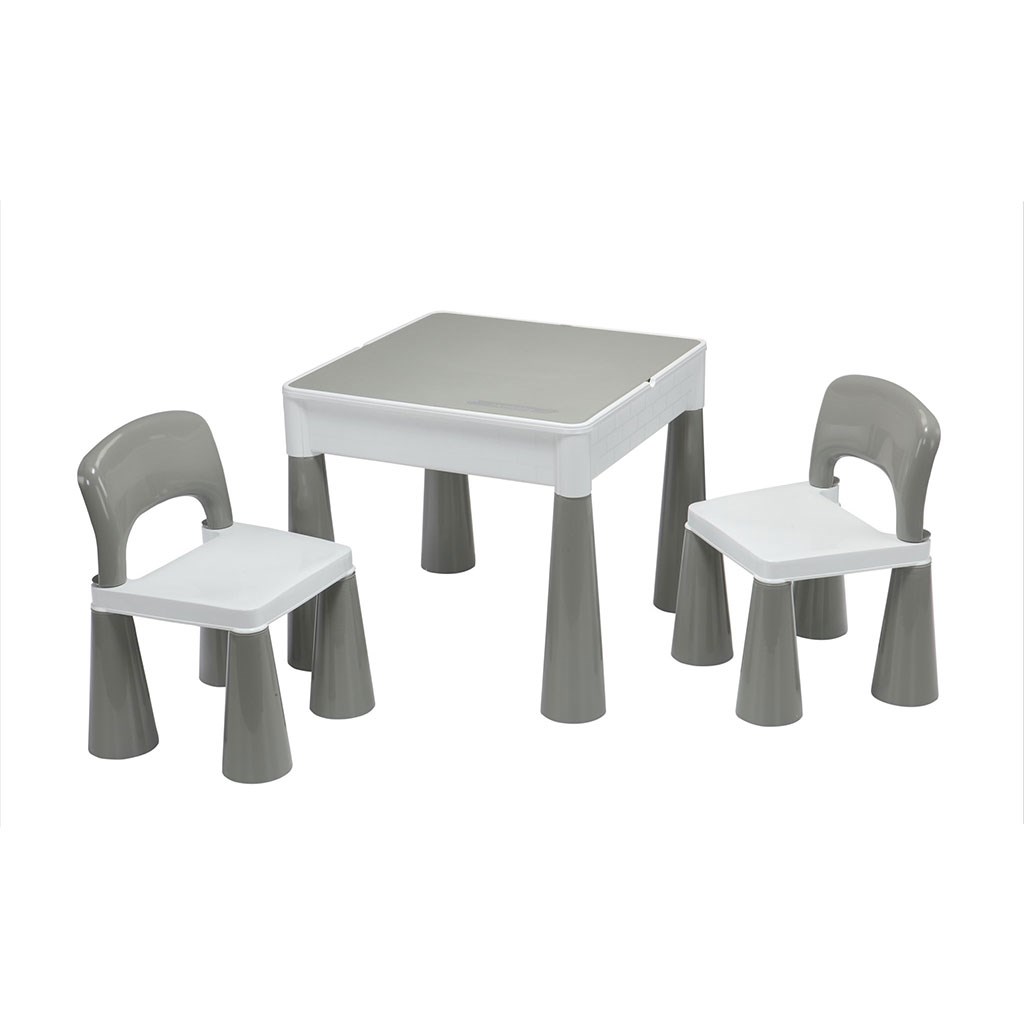 Dětská sada stoleček a dvě židličky NEW BABY - šedo-bílá - šedá