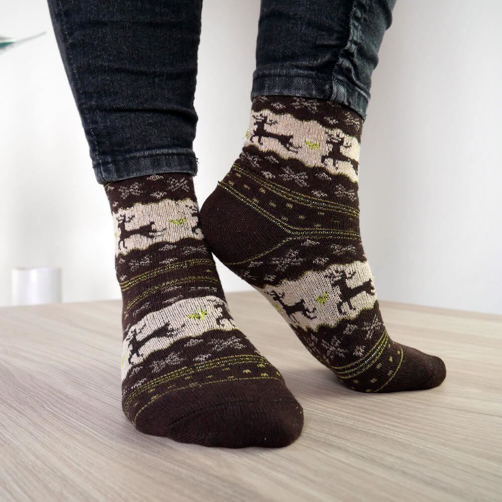 4Leaders Krása a móda - Vánoční ponožky s norským vzorem - hnědé