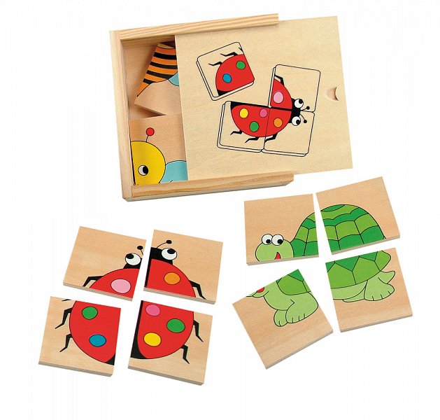 Woody hračky pro nejmenší - Mini puzzle "Beruška" v dř. krabičce