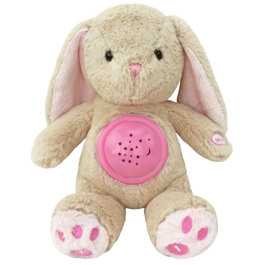 Plyšový usínáček králíček s projektorem Baby Mix - růžová