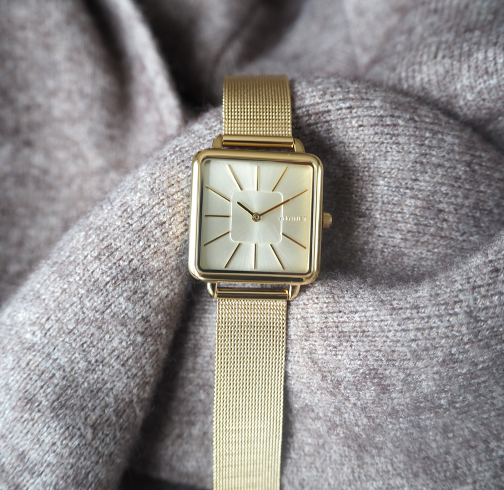 MINET Zlaté dámské hodinky OXFORD ALL GOLD MESH
