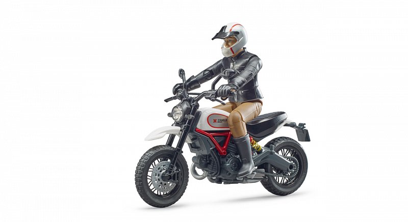 Bworld - motorka Ducati Desert Sled s motocyklistou