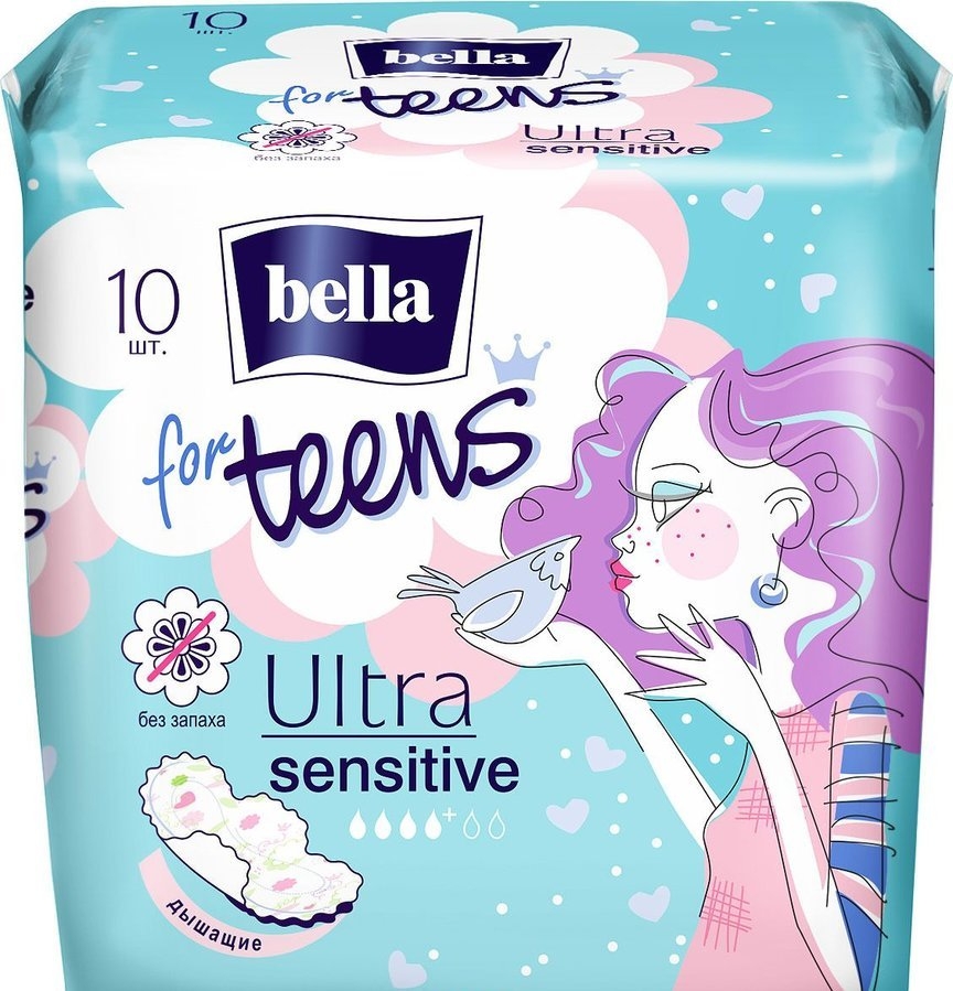 For Teens Ultra Sensitive hygienické vložky s křidélky a jemnou vůní 10 ks/bal.