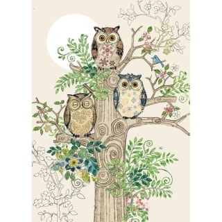 Přání do obálky Bug Art - Owls Tree Stump