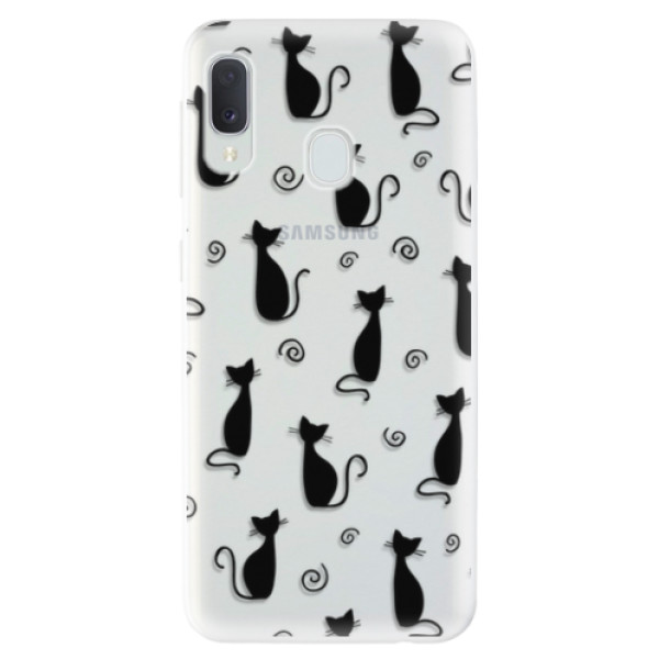 Odolné silikonové pouzdro iSaprio - Cat pattern 05 - black - Samsung Galaxy A20e